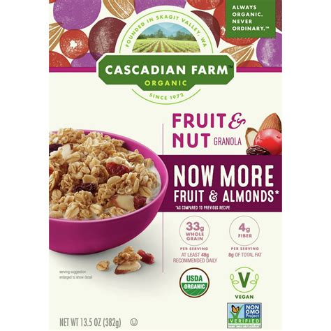 Cascadian Farm Organic Fruit and Nut Granola, 13.5 oz - Walmart.com - Walmart.com