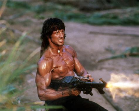 Rambo: First Blood Part II firing machine gun Sylvester Stallone 11x14 ...