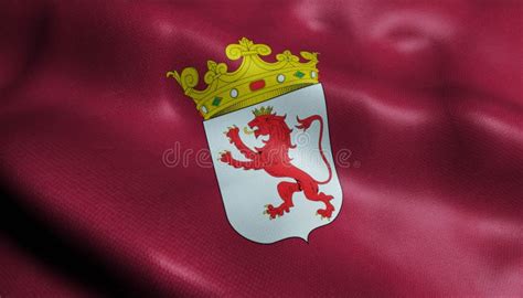 3D Waving Spain Province Flag of Leon Closeup View Stock Illustration - Illustration of province ...