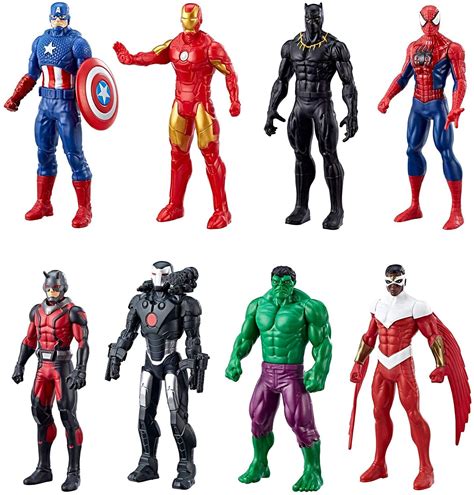 Marvel Avengers 8 Action Figures - Iron Man, Hulk, Black Panther, Captain America, Spider Man