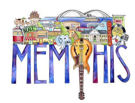 Memphis Skyline Art Memphis Sign Bicentennial - bongo-drums