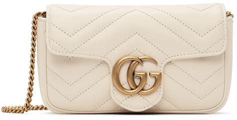 Gucci: White Super Mini GG Marmont Bag | SSENSE Canada