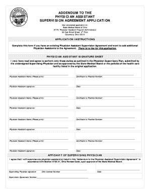 Physician Assistant Supervising Agreement Addendum - Med Ohio - Fill and Sign Printable Template ...