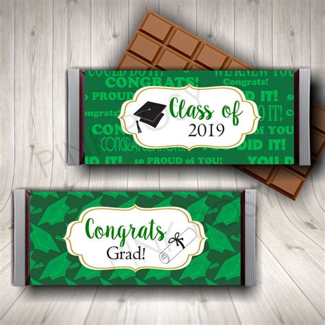 Graduation Candy Bar Wrapper Green Chocolate Wrappers Class | Etsy