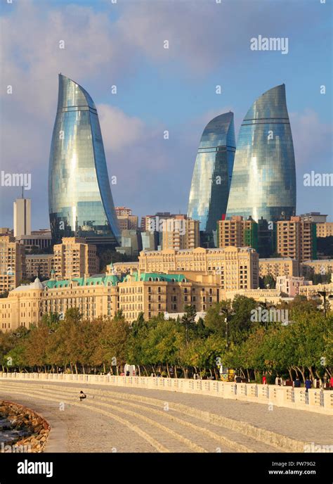 Azerbaijan, Baku, skyline, Flame Towers Stock Photo - Alamy