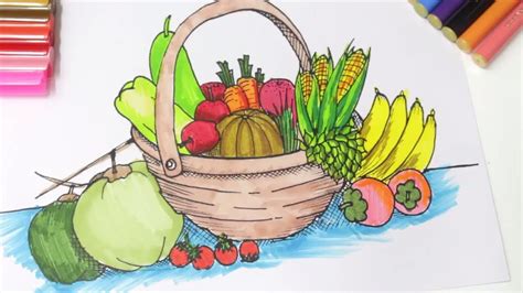 Color Fruits Basket | colouring for Kids | Learn Fruits for Kids ...