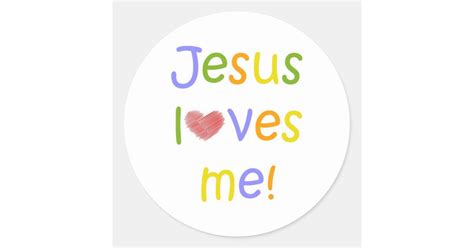 Jesus Loves Me Sticker//White Classic Round Sticker | Zazzle