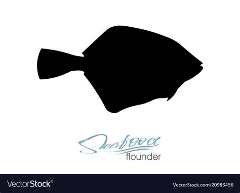 Flounder fish silhouette Royalty Free Vector Image