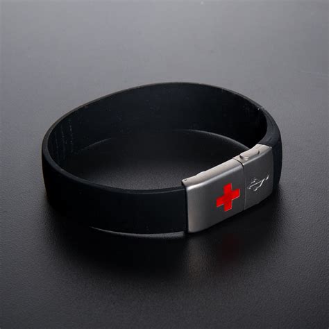USB Medic Alert!! EPIC-id // Black | Medic alert bracelets, Medical bracelet, Womens bracelets