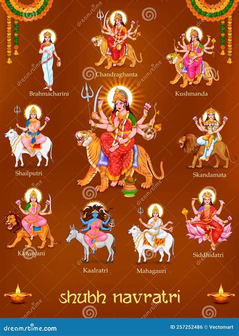 Goddess Navadurga Nine Devi for the Celebration of Navratri Festival ...