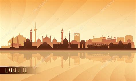 Delhi city skyline silhouette background Stock Vector Image by ©ray_of ...