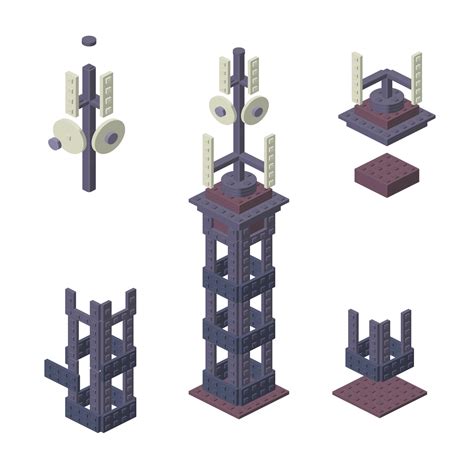 Concept with a mobile phone tower in isometric style for printing and ...