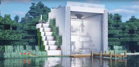 Minecraft Small Modern House on the lake Ideas and Design