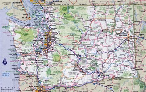 Large detailed roads and highways map of Washington state with all cities | Vidiani.com | Maps ...