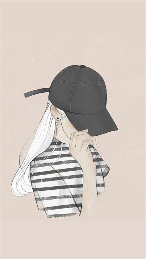 Attitude Girl, Black Cap, cartoon art, HD phone wallpaper | Peakpx