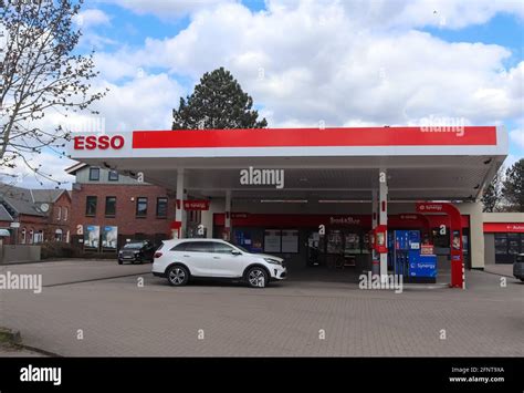 Esso logo of the big oil company at a gas station Stock Photo - Alamy