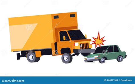 Car Crash, Accident on Road, Lorry Truck and Vehicle Hit Stock Vector - Illustration of driving ...