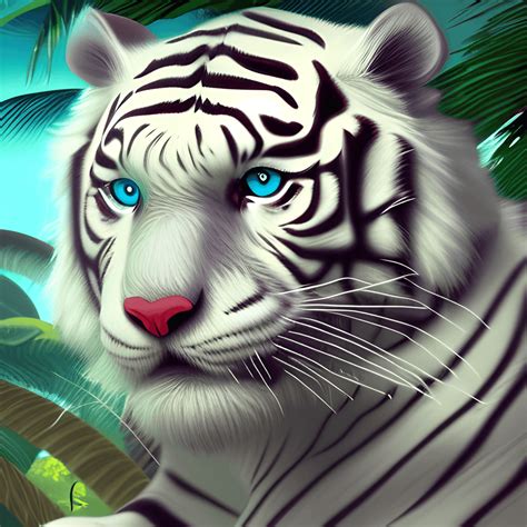 3D White Tiger in Fantasy Jungle · Creative Fabrica