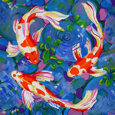 Koi Fish Art Print Brightly colored wall decor Koi Fish home | Etsy