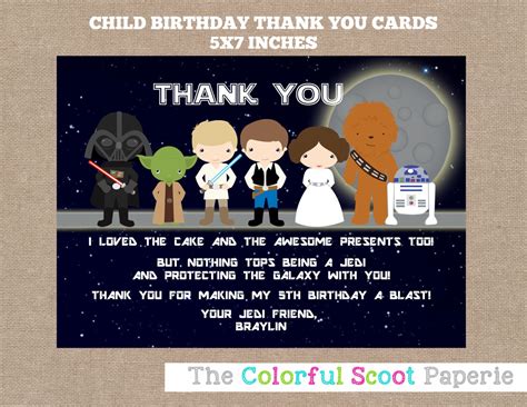 Star Wars Thank You Cards Star Wars Thank You Notes Star