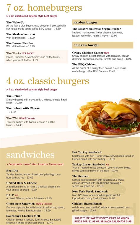 Home Restaurant menu in Merritt, British Columbia, Canada