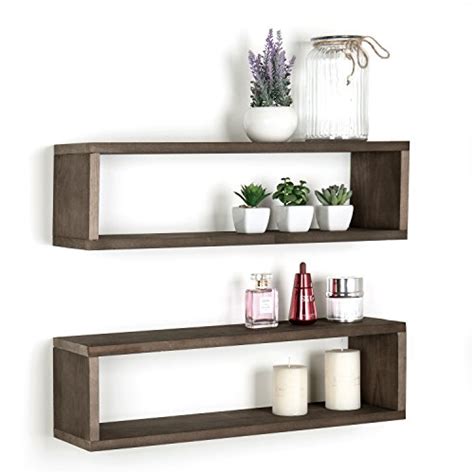 MyGift 24 Inch Wall Mounted Dark Brown Solid Wood Cubby Floating ...