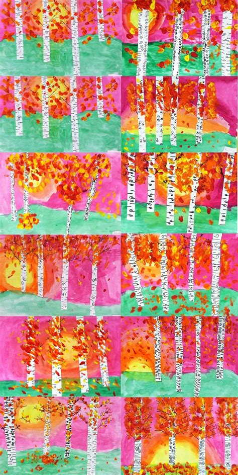 ART with Mrs. A: 3rd Grade Autumn Birch Landscapes | Fall art projects, 3rd grade art lesson ...