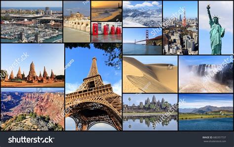 Collection World Travel Destinations Photo Collage Stock Photo ...