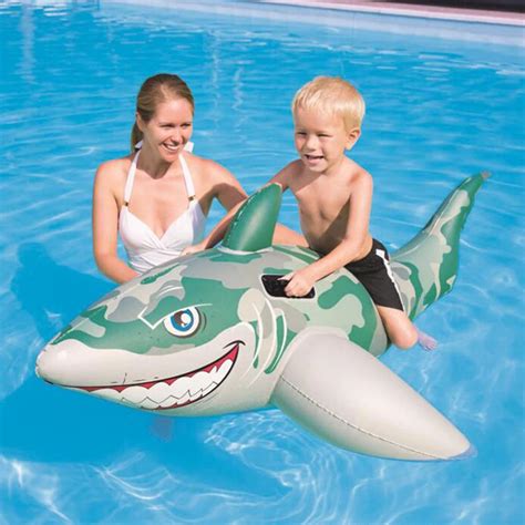 183*102cm Kids Inflatable The shark Pool Floats Buoy Swimming Air Mattress Floating Island Toy ...