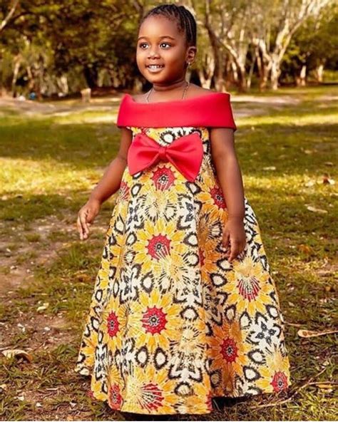 Clipkulture | Red with African Prints Dress for Girls