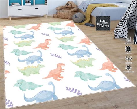 Rug Dinosaur Pattern Rug NurseryRug Your Text Rug Girl Bedroom Rug Boy Bedroom Rug Best Kids Rug ...