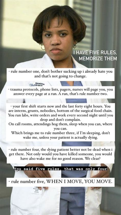 Miranda Bailey’s five rules | Anatomía de grey, Anatomía, Series y ...