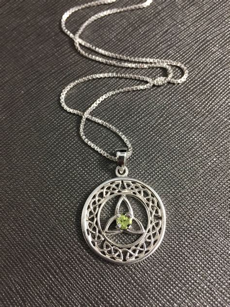 Celtic Trinity Knot Gemstone Necklace In Sterling Silver, Irish Necklace, Gifts For Her