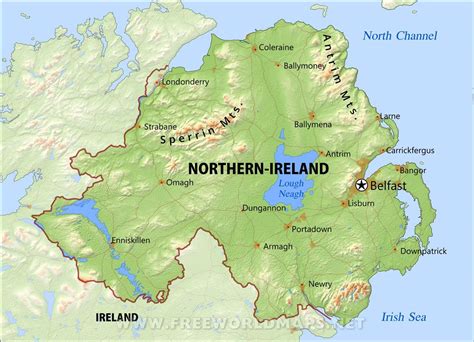 Northern Ireland Physical Map