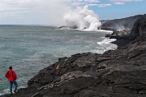 Lava ocean entry plume. Hawaii Volcanoes National Park.