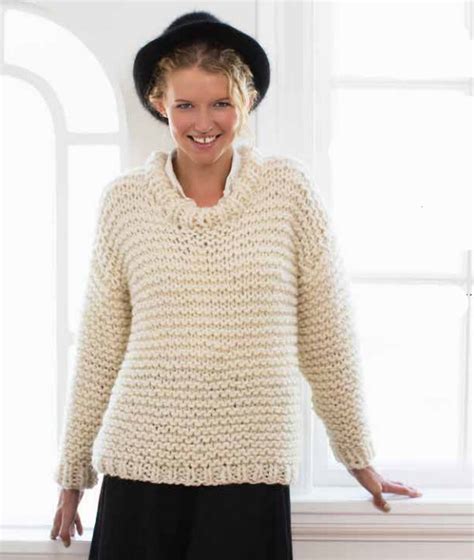 Easy and Quick Chunky Knit Sweater Free Knitting Pattern - Knitting Bee