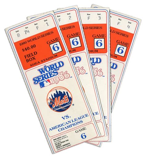 1986 World Series Tickets From "The Buckner Game" (4)