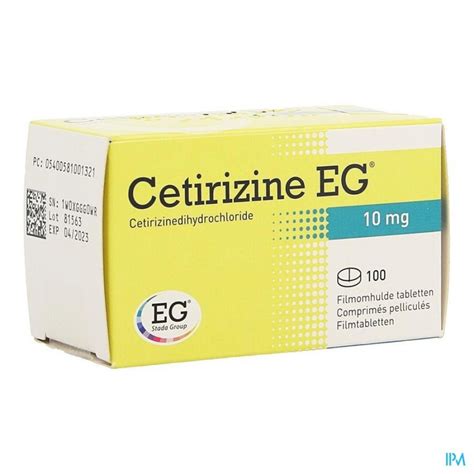 CETIRIZINE EG TABL 100X10MG | Apotheek Thiels