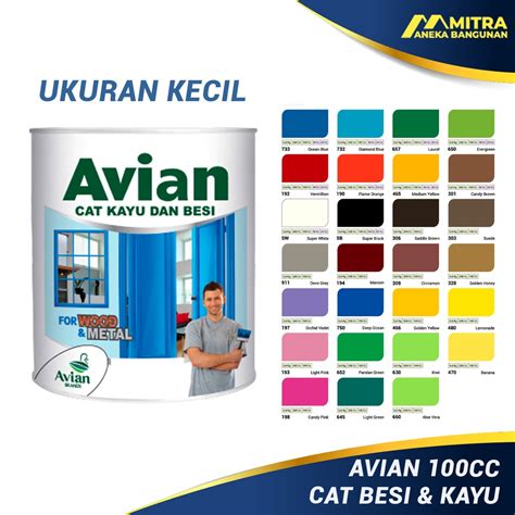 Jual cat besi dan kayu avian 100 cc / cat minyak sintetis / cat kayu / cat besi ukuran kecil bkn ...