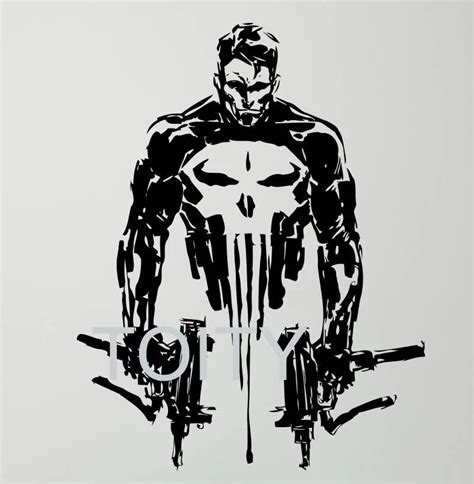 Punisher Wall Vinyl Decal Skull Guns Poster Creative Sticker Comics Superhero Teen Room Club ...