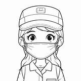 Portrait Of Worker Wearing Medical Mask Coloring Pages  sketch template