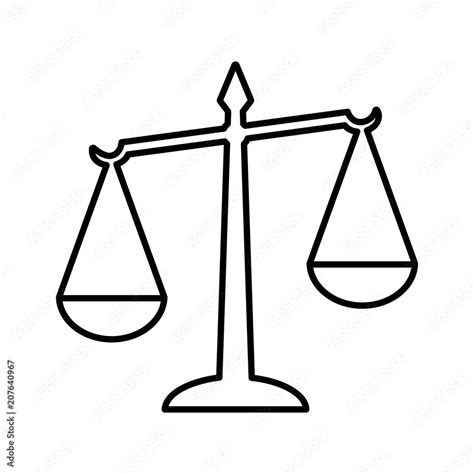 Law scales of justice line icon. Symbol of law measuring legal case's support and opposition ...