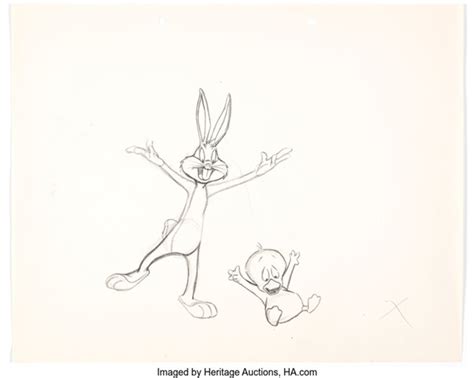 Bugs Bunny Animation Drawing by Robert McKimson Warner BrothersCapitol, c. 1940s by Warner Bros ...