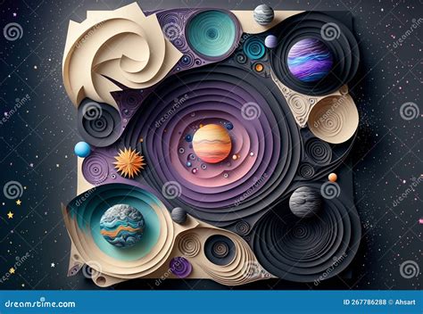 Background with Origami Representation of Galaxy. Solar System in Origami Illustrated Stock ...