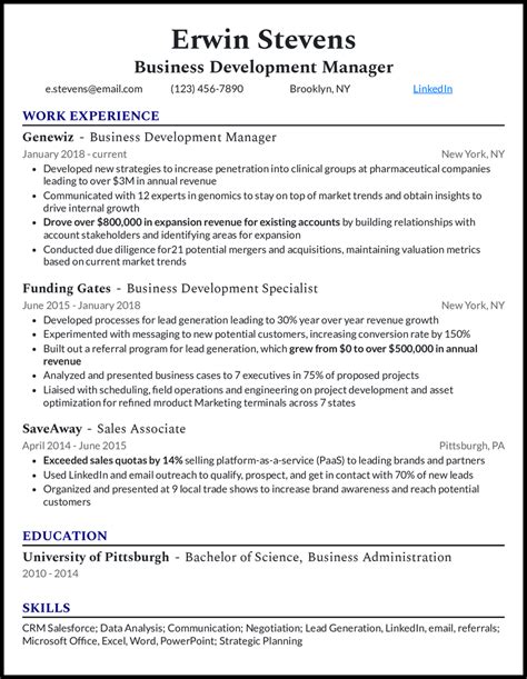 8 Business Development Resume Examples for 2022