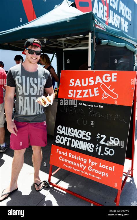 Sausage sizzle fundraiser in Australia Stock Photo - Alamy