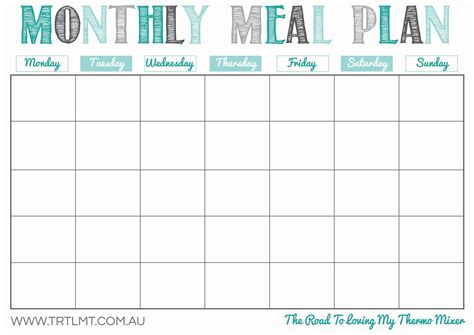 Monthly Meal Plan template printable. undated so you can use it month ...