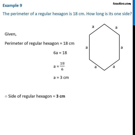 Example 9 - The perimeter of a regular hexagon is 18 cm. How long