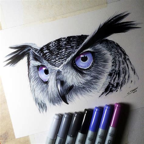 Owl Copic Marker Drawing by LethalChris on DeviantArt