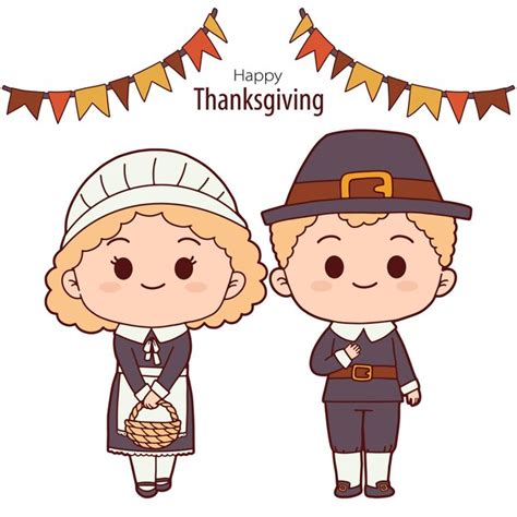 Premium Vector | Thanksgiving hand drawn with thanksgiving pilgrims ...